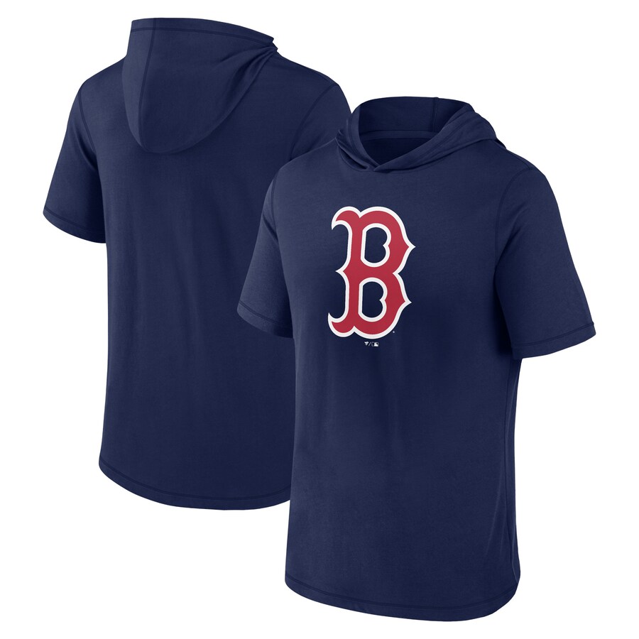 Men's Boston Red Sox Fanatics Navy Short Sleeve Hoodie T-Shirt