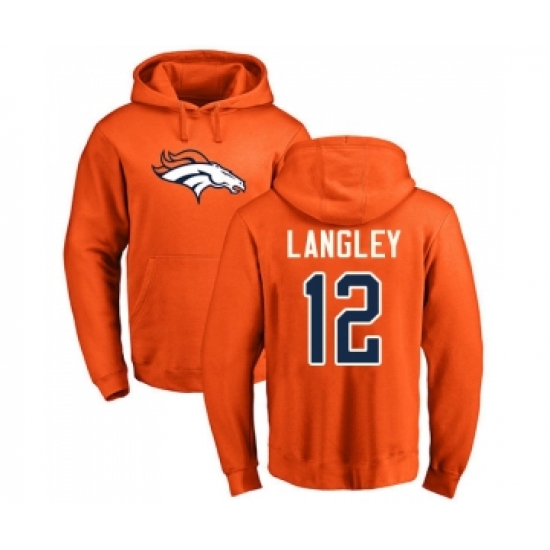 Football Denver Broncos #12 Brendan Langley Orange Name & Number Logo Pullover Hoodie