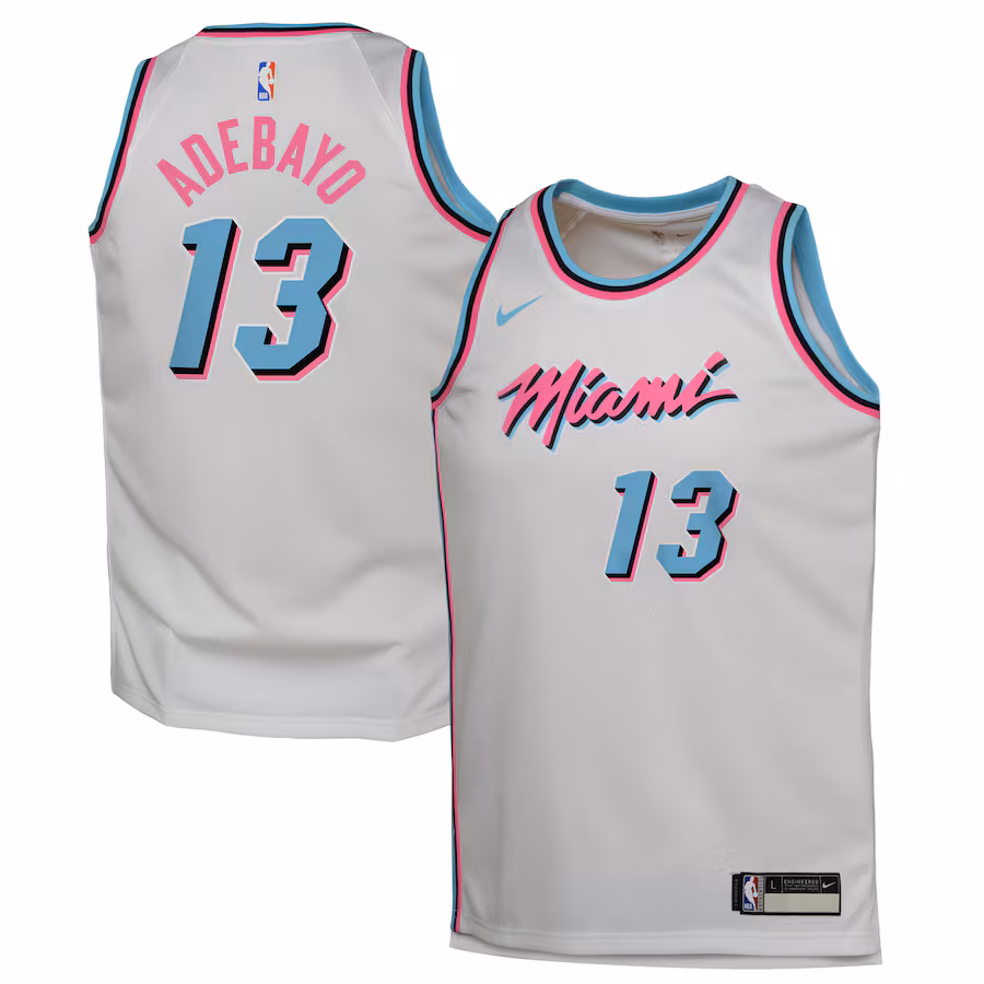 Youth Miami Heat Bam Adebayo Nike White 2024/25 Swingman Player Jersey - City Edition
