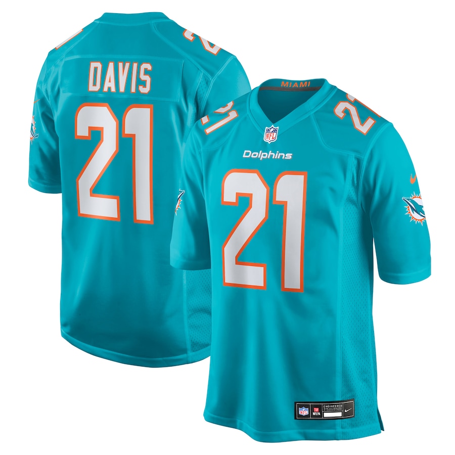 Men's Miami Dolphins Ashtyn Davis Nike Aqua Team Game Jersey