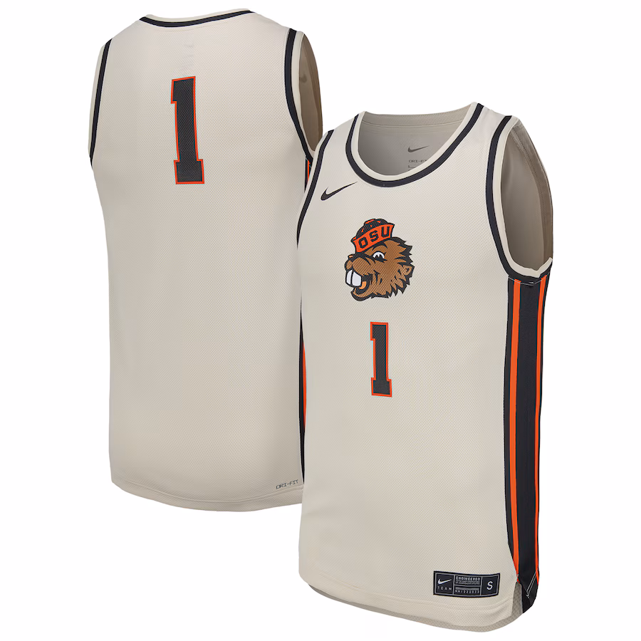 Men's Nike  Natural Oregon State Beavers  Replica Basketball Jersey