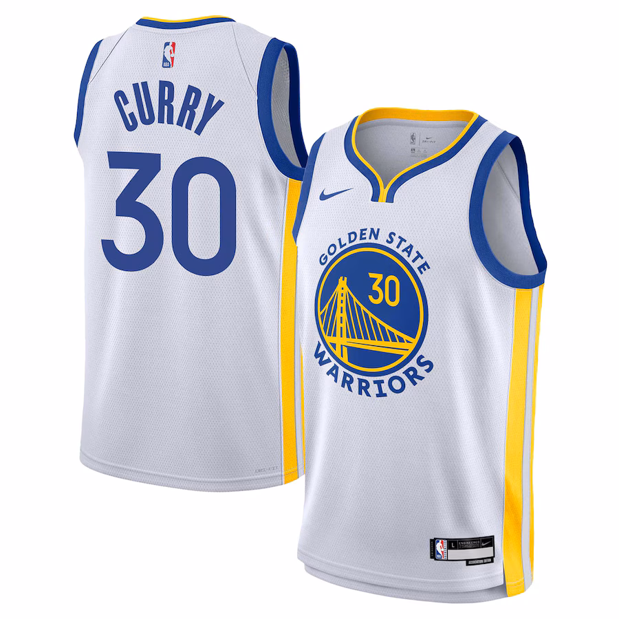 Youth Golden State Warriors Stephen Curry Nike White Swingman Jersey - Association Edition