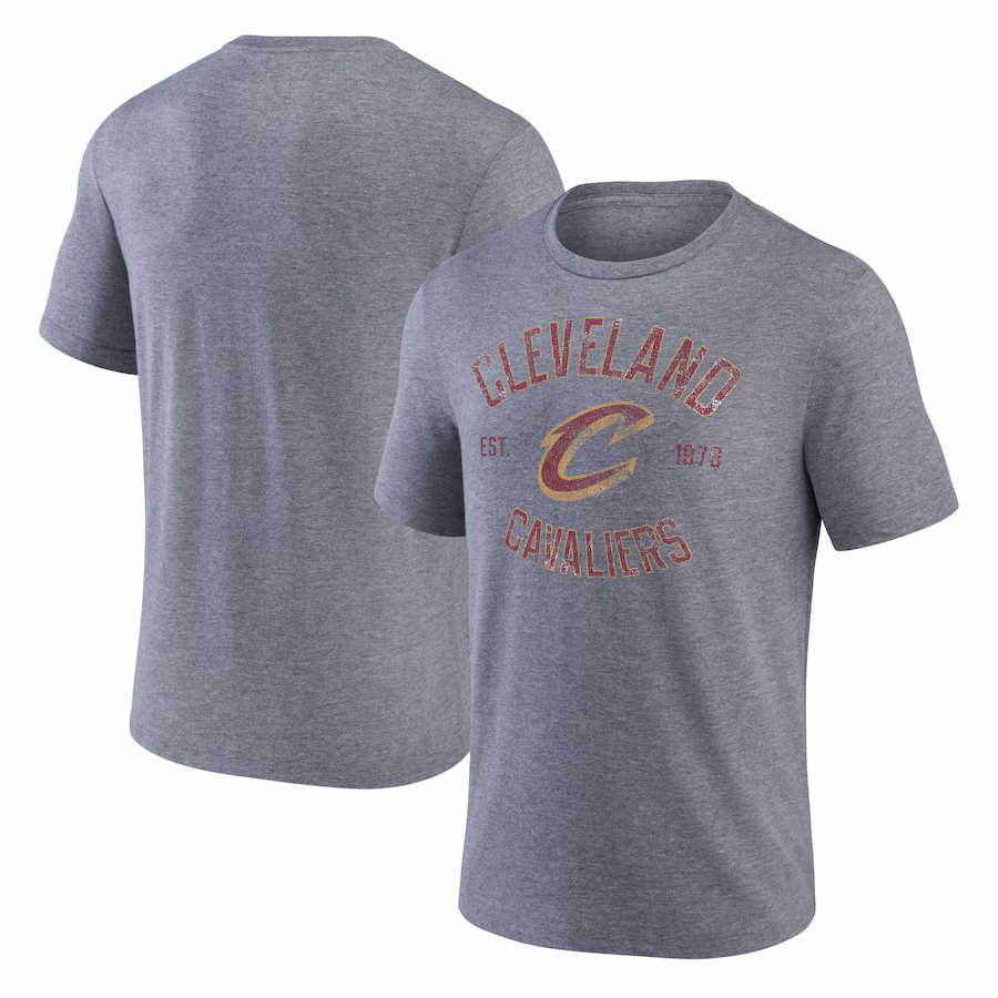 Men's Cleveland Cavaliers  Heather Gray Heritage Tri-Blend T-Shirt