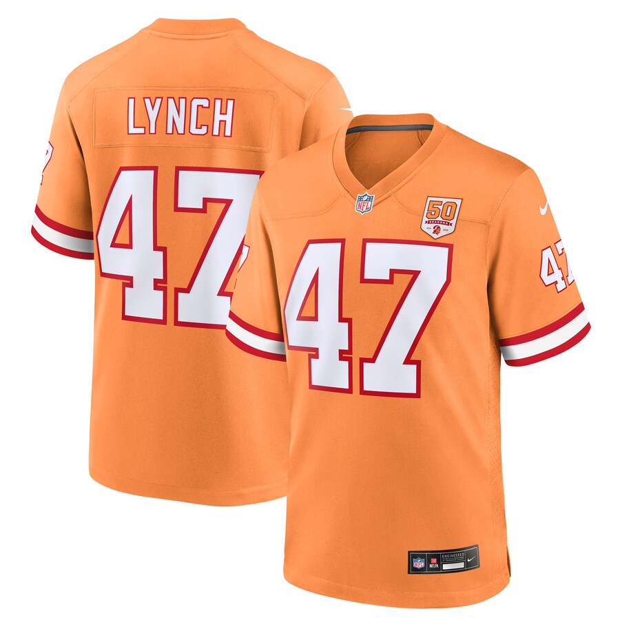 Men's Tampa Bay Buccaneers John Lynch Nike Creamsicle 50th Season Game Jersey