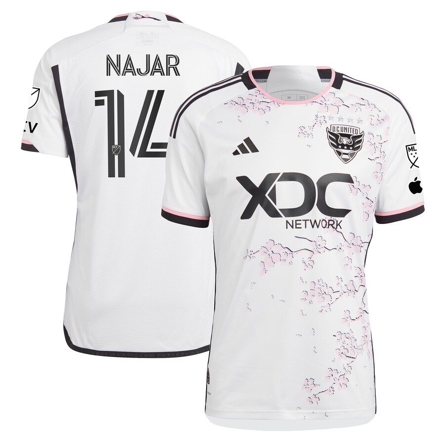 Men's D.C. United Andy Najar adidas White 2023 The Cherry Blossom Kit Authentic Player Jersey