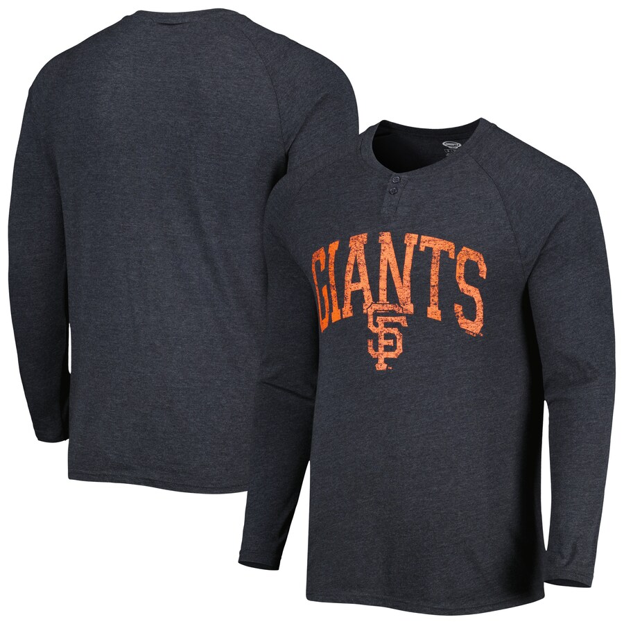Men's San Francisco Giants Concepts Sport Black Inertia Raglan Long Sleeve Henley T-Shirt