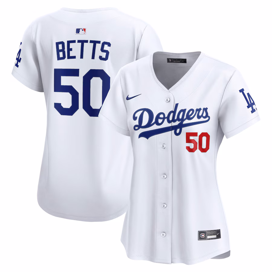 Women's Los Angeles Dodgers Mookie Betts Nike White Home Limited Jersey
