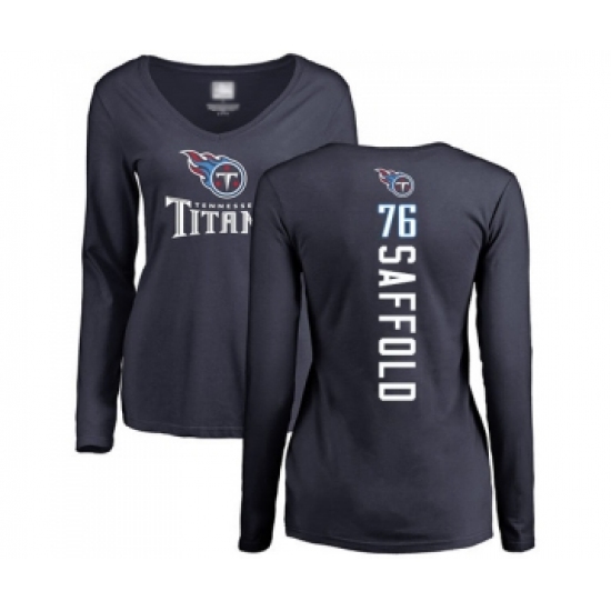 Football Women's Tennessee Titans #76 Rodger Saffold Navy Blue Backer Long Sleeve T-Shirt