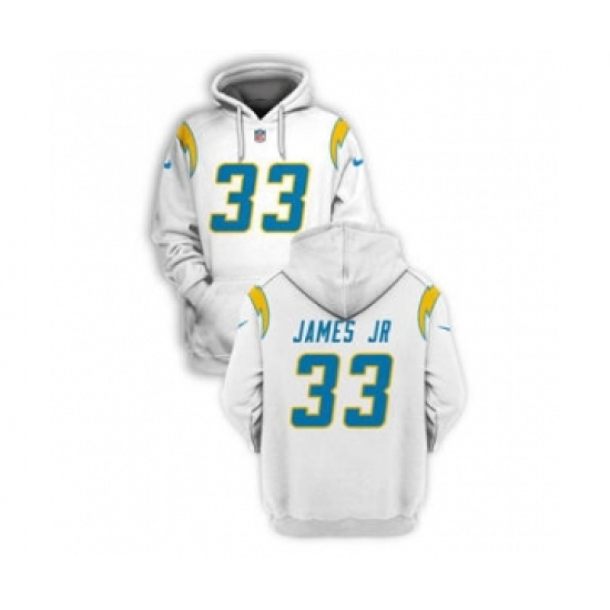 Men's Los Angeles Chargers #33 Derwin James JR 2021 White Pullover Football Hoodie