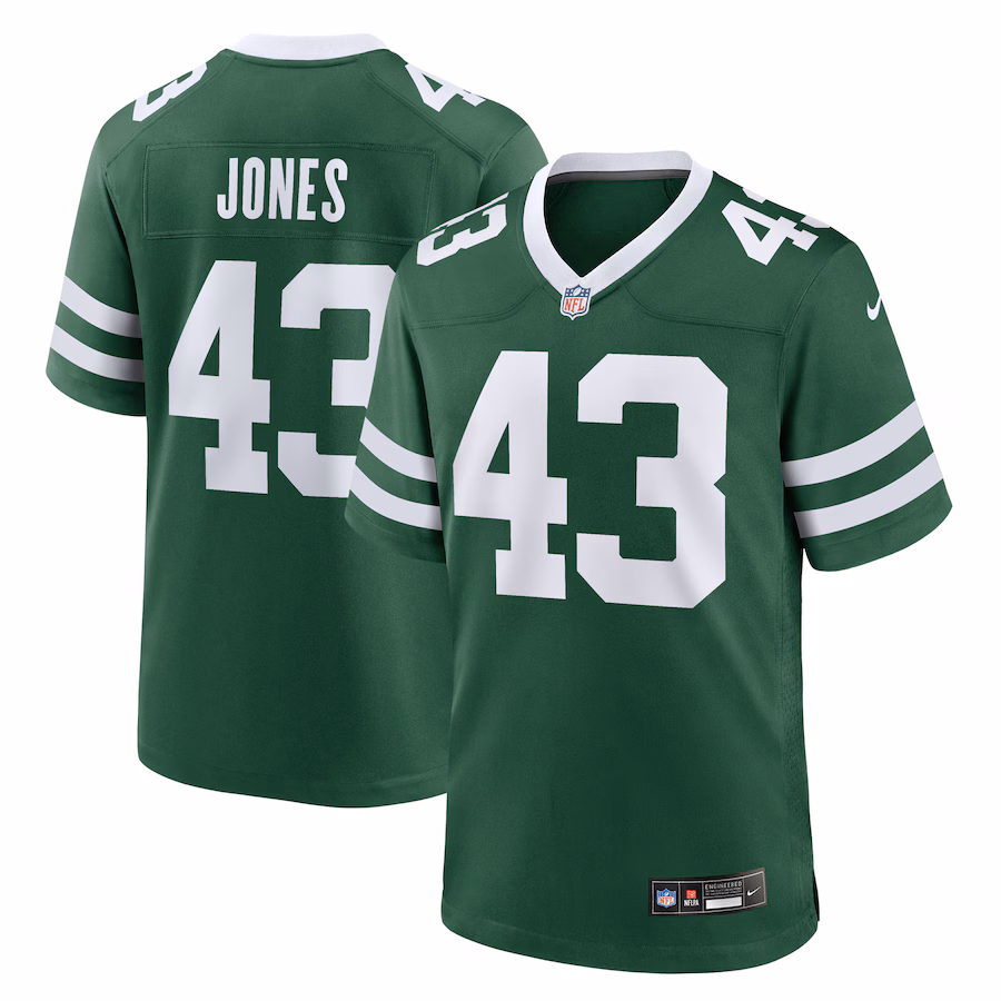 Men's New York Jets Cam Jones Nike Legacy Green Team Game Jersey