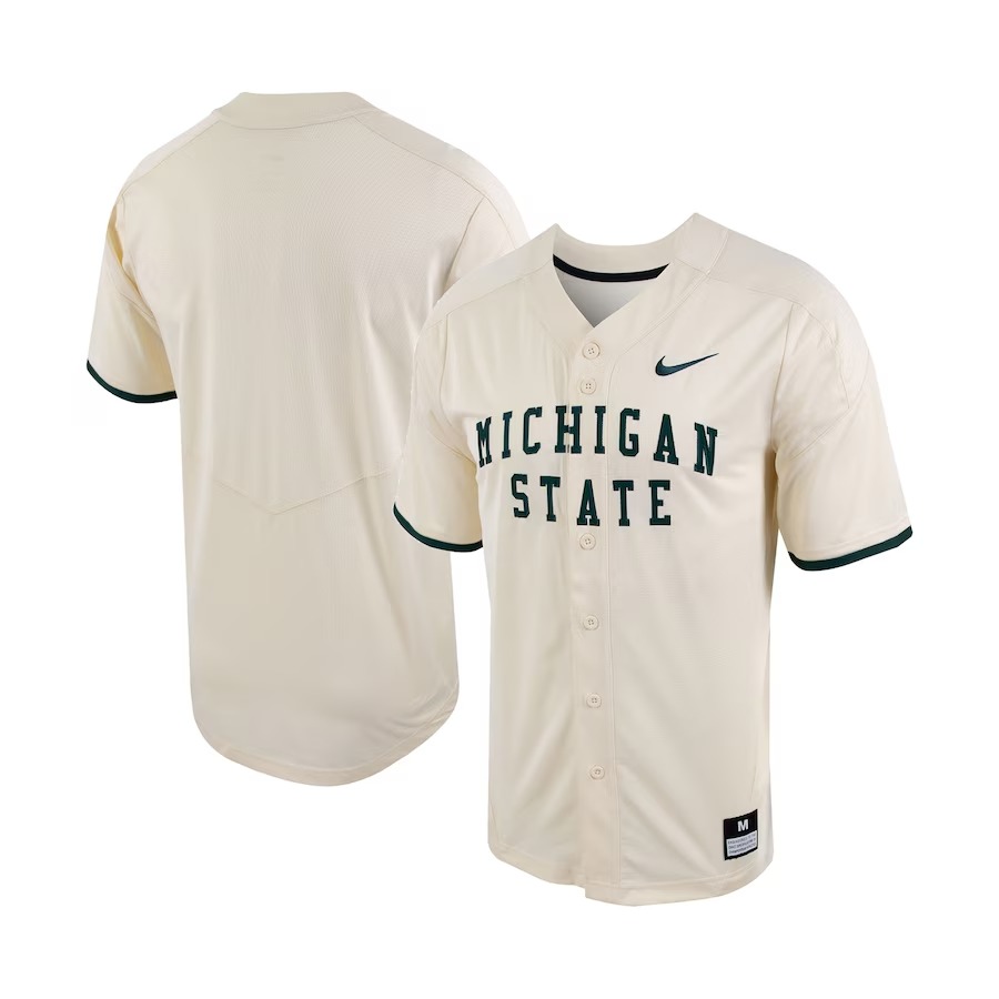 Michigan State Spartans Nike Replica Vapor Elite Full-Button Baseball Jersey - Natural