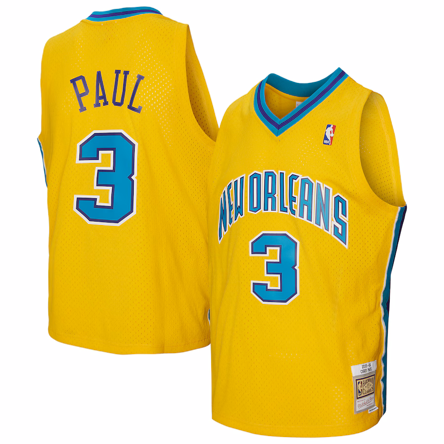 Men's New Orleans Hornets Chris Paul Mitchell & Ness Gold 2005/06 Hardwood Classics Swingman Jersey