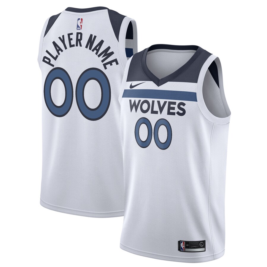 Men's Minnesota Timberwolves Nike White 2020/21 Swingman Custom Jersey - Association Edition