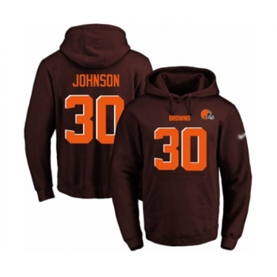 Football Men's Cleveland Browns #30 D'Ernest Johnson Brown Name & Number Pullover Hoodie