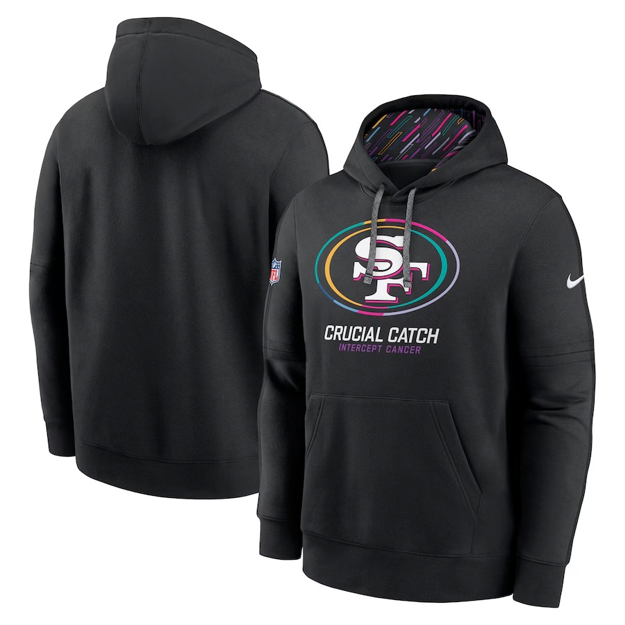 Men's San Francisco 49ers Nike Black 2024 NFL Crucial Catch Club Pullover Hoodie