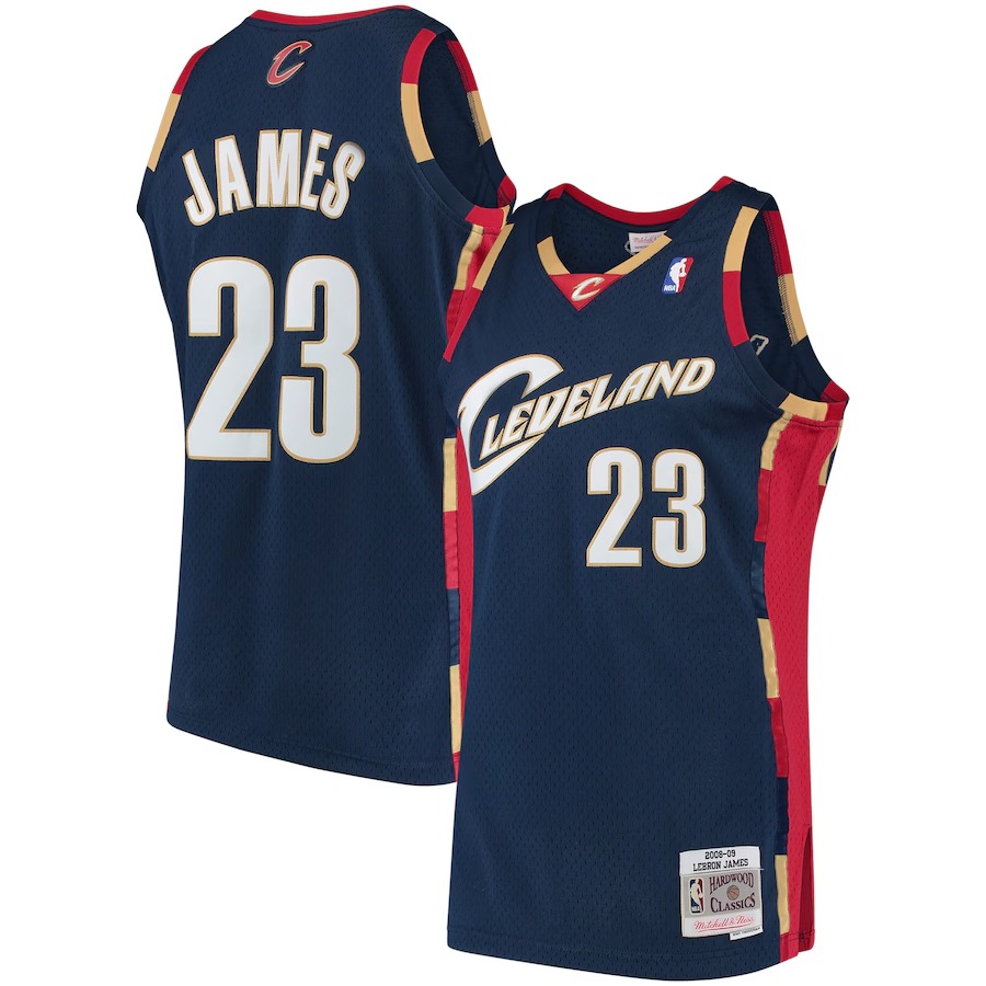 Men's Cleveland Cavaliers LeBron James Mitchell & Ness Navy Hardwood Classics Swingman Jersey