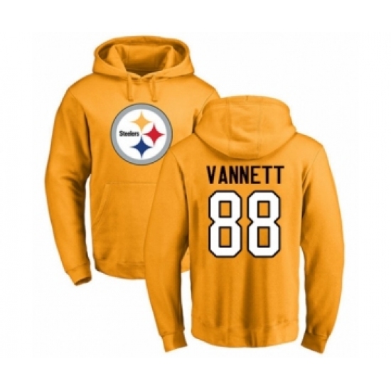 Pittsburgh Steelers #88 Nick Vannett Gold Name & Number Logo Pullover Hoodie