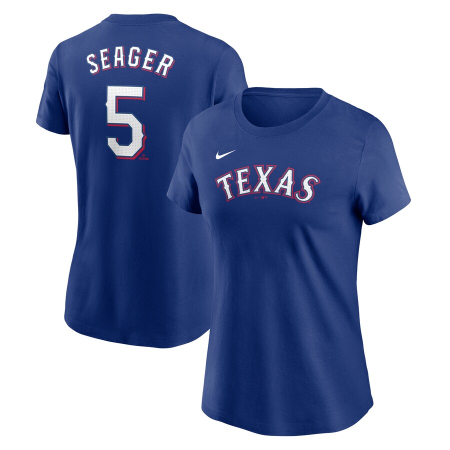 Women's Texas Rangers Corey Seager Nike Royal Fuse Name & Number T-Shirt