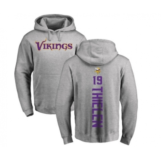 Football Minnesota Vikings #19 Adam Thielen Ash Backer Pullover Hoodie