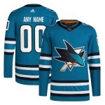 Men's San Jose Sharks adidas Teal Home Primegreen Authentic Pro Custom Jersey