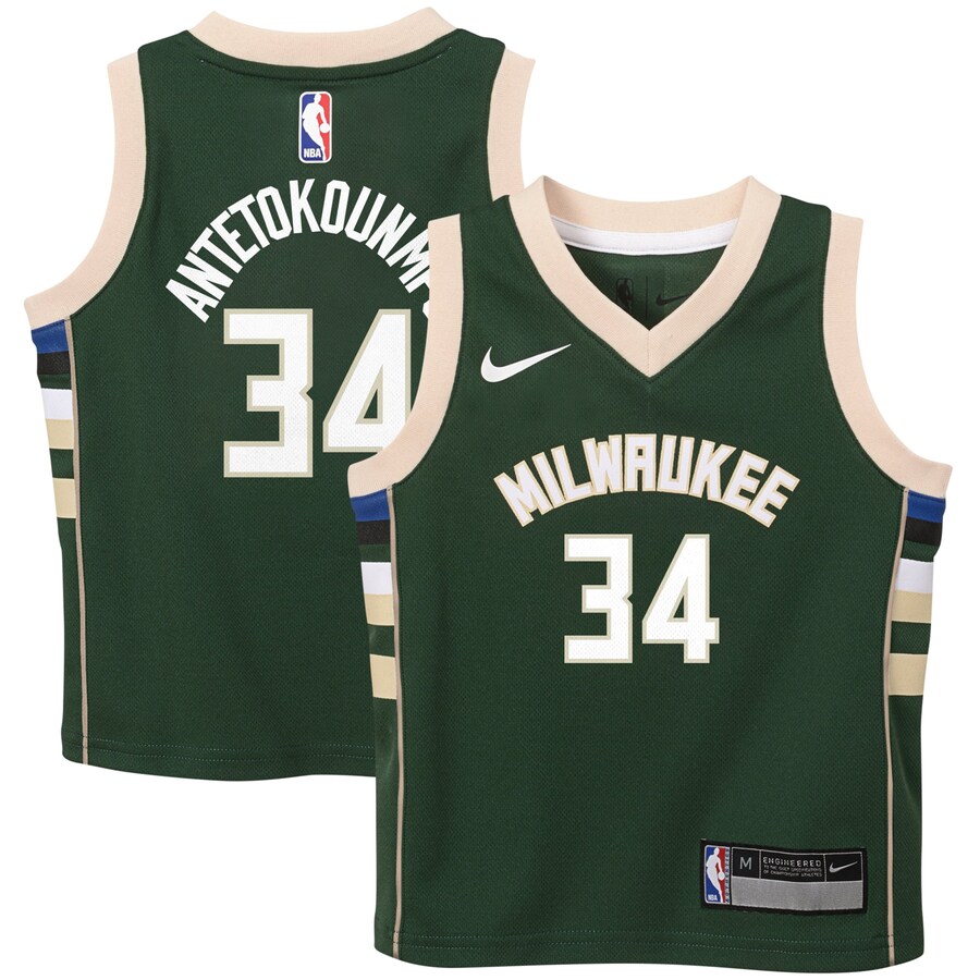 Preschool Milwaukee Bucks Giannis Antetokounmpo Nike Hunter Green Swingman Player Jersey - Icon Edition