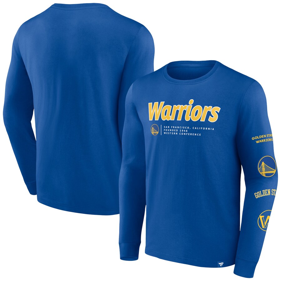 Men's Golden State Warriors Fanatics Royal Baseline Long Sleeve T-Shirt