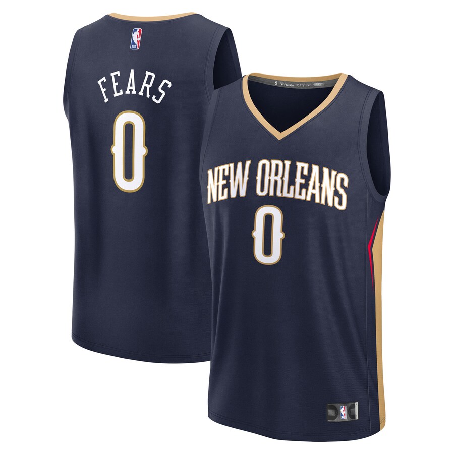 Men's New Orleans Pelicans Jeremiah Fears Fanatics Navy 2025 NBA Draft First Round Pick Fast Break Replica Jersey - Icon Edition