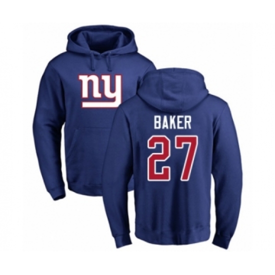 Football New York Giants #27 Deandre Baker Royal Blue Name & Number Logo Pullover Hoodie