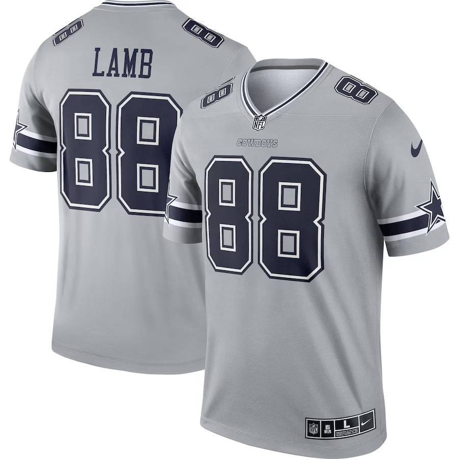 Men's Dallas Cowboys CeeDee Lamb Nike Gray Inverted Legend Player Performance Top