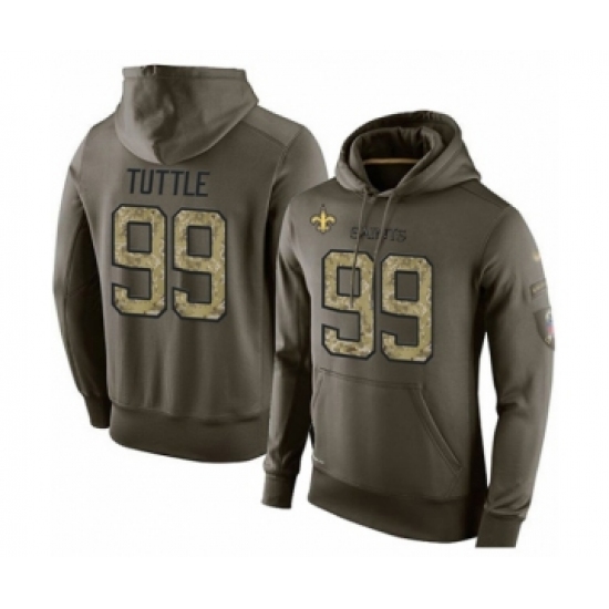 Football Men's New Orleans Saints #99 Shy Tuttle Green Salute To Service Pullover Hoodie