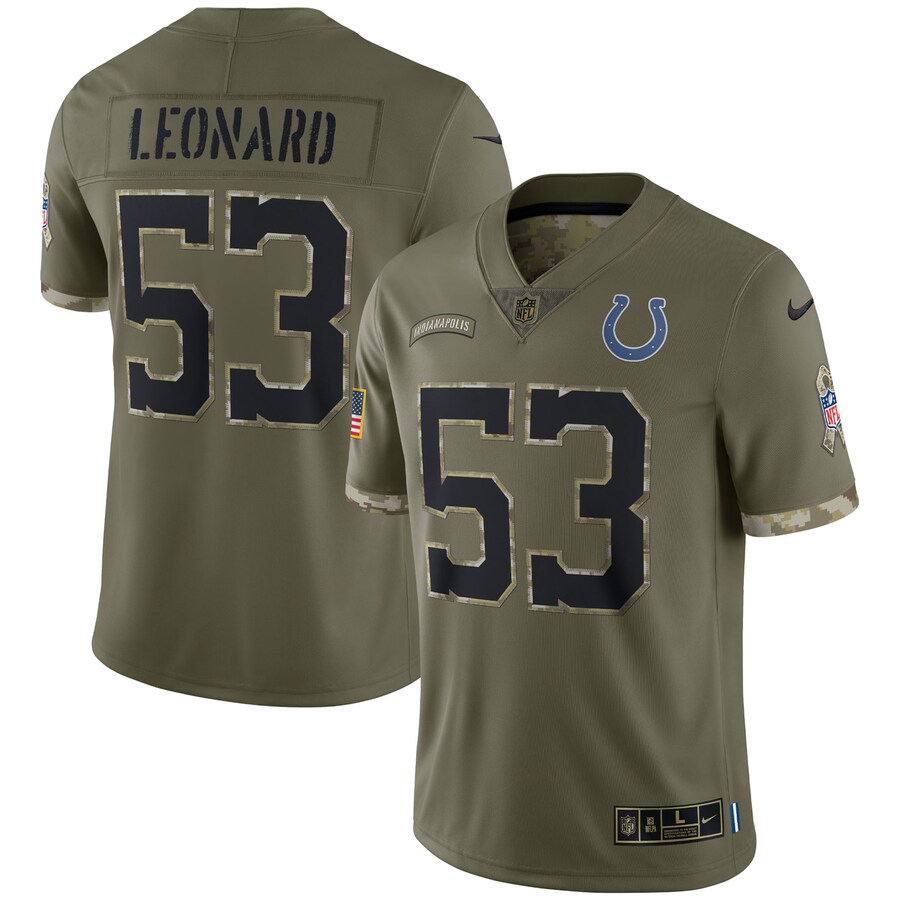 Men's Indianapolis Colts Shaquille Leonard Nike Olive Salute To Service Limited Jersey