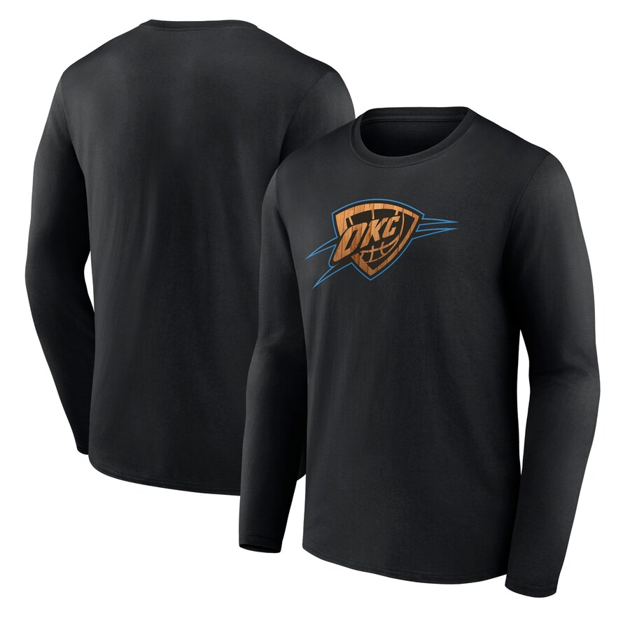 Men's Oklahoma City Thunder  Black Hardwood Long Sleeve T-Shirt
