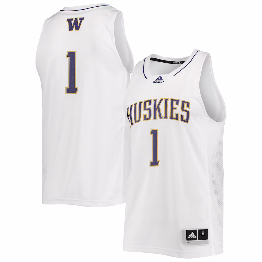 Men's adidas #1 White Washington Huskies Swingman Basketball Jersey