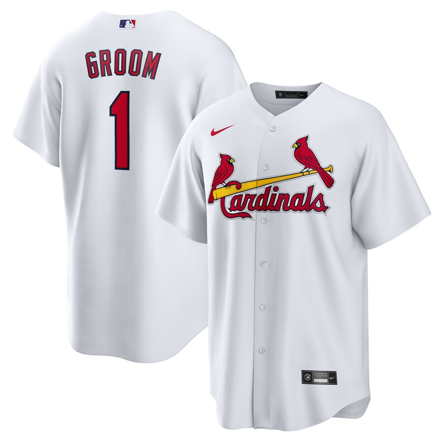 Men's St. Louis Cardinals Nike White #1 Groom Home Replica Jersey
