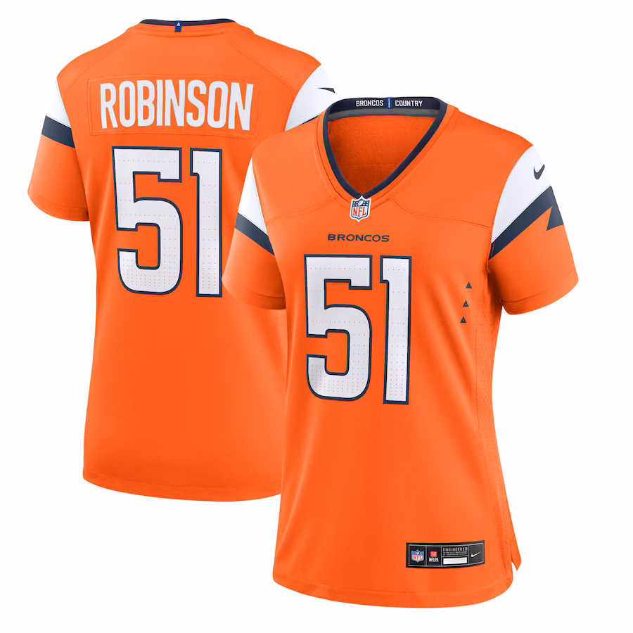 Women's Denver Broncos Que Robinson Nike Orange Team Game Jersey