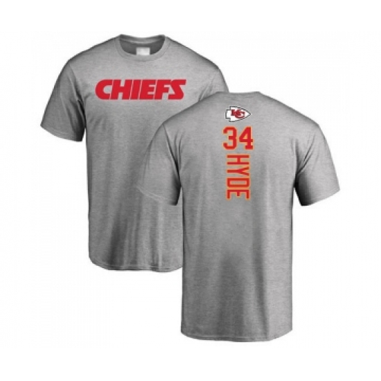 Football Kansas City Chiefs #34 Carlos Hyde Ash Backer T-Shirt