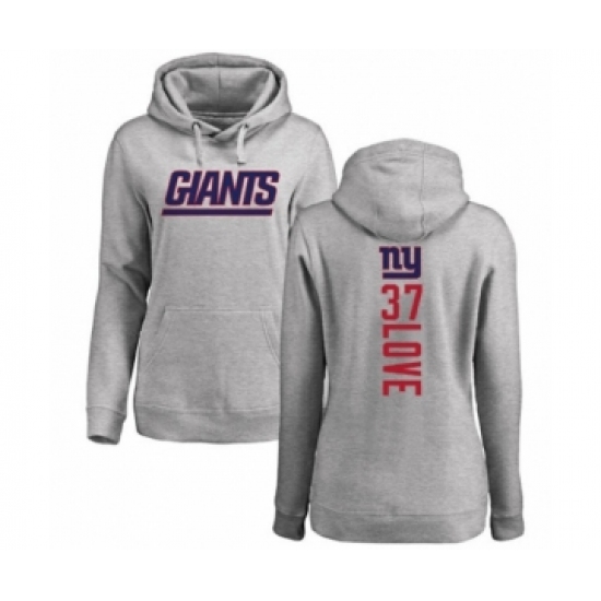 Football Women's New York Giants #37 Julian Love Ash Backer Pullover Hoodie