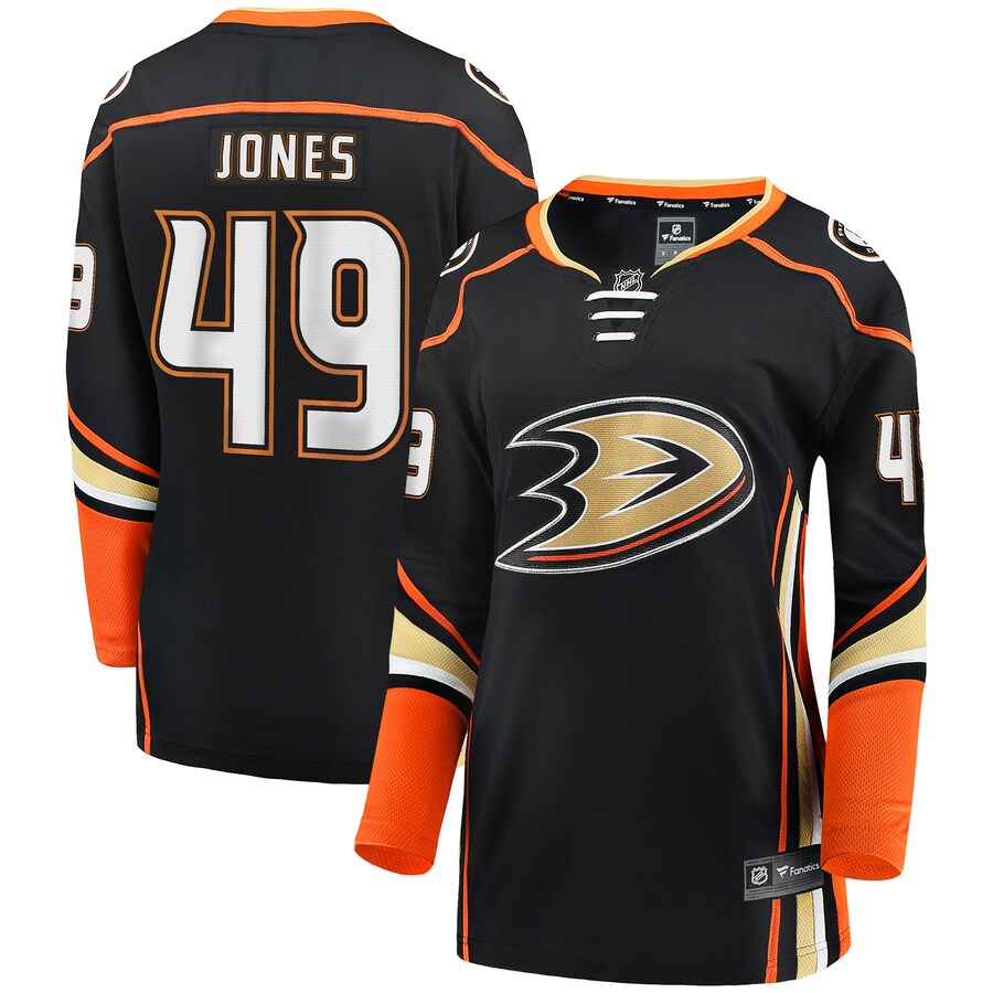 Women's Anaheim Ducks Max Jones Fanatics Branded Black Home Breakaway Player Jersey