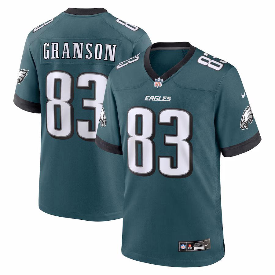 Men's Philadelphia Eagles Kylen Granson Nike Midnight Green Team Game Jersey