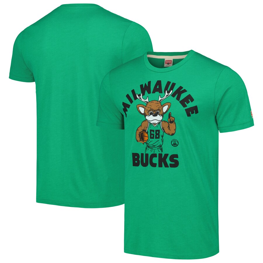 Unisex Milwaukee Bucks Homage Green Team Mascot Tri-Blend T-Shirt
