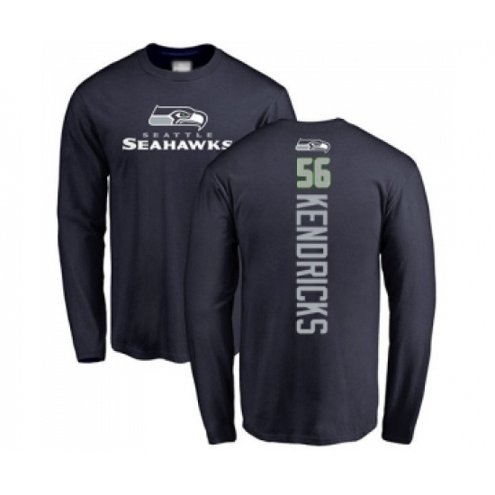 Football Seattle Seahawks #56 Mychal Kendricks Navy Blue Backer Long Sleeve T-Shirt
