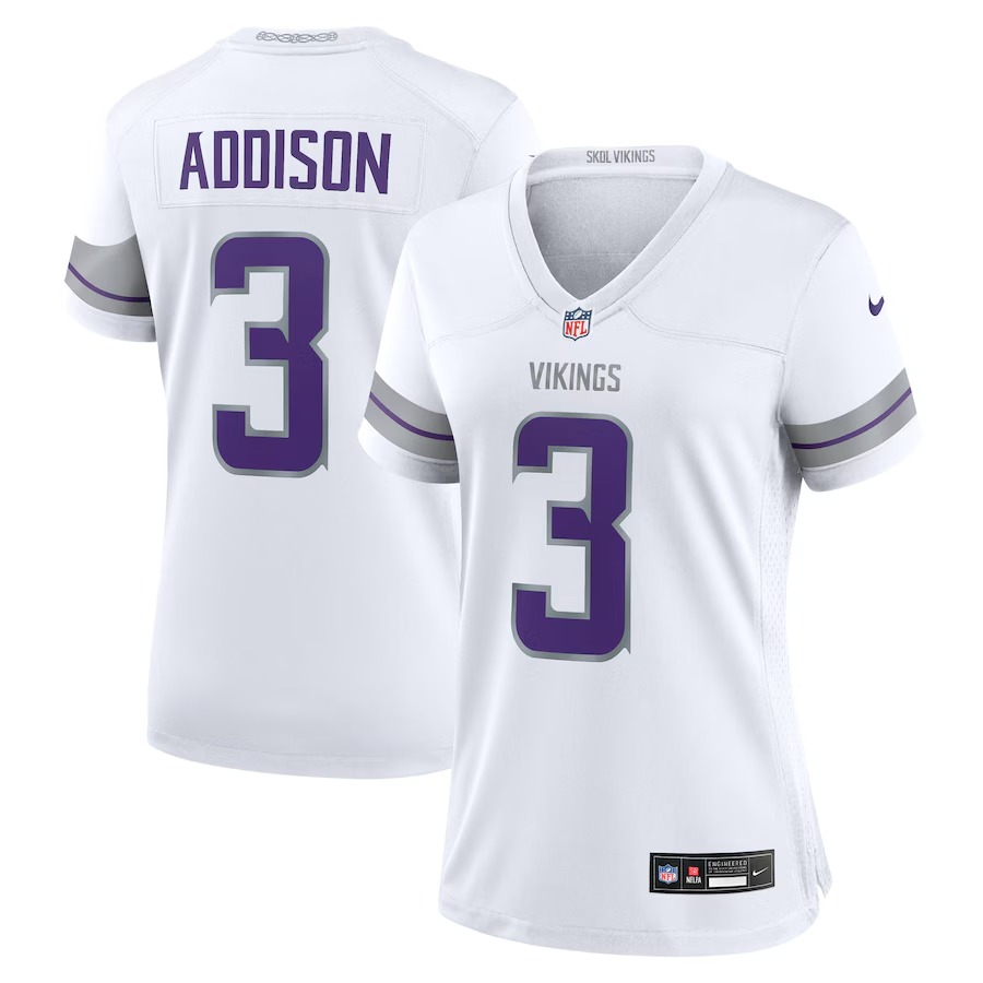 Women's Minnesota Vikings Jordan Addison Nike White Alternate Game Player Jersey