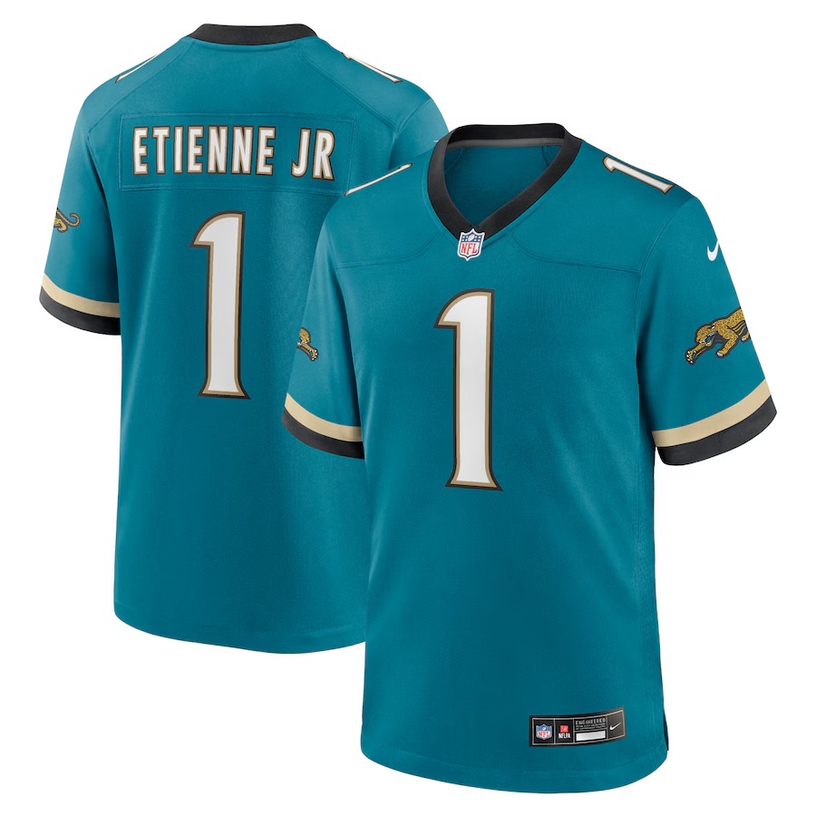 Men's Jacksonville Jaguars Travis Etienne Jr Nike Teal Prowler Throwback Player Game Jersey