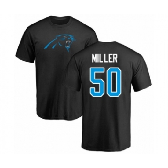 Football Carolina Panthers #50 Christian Miller Black Name & Number Logo T-Shirt