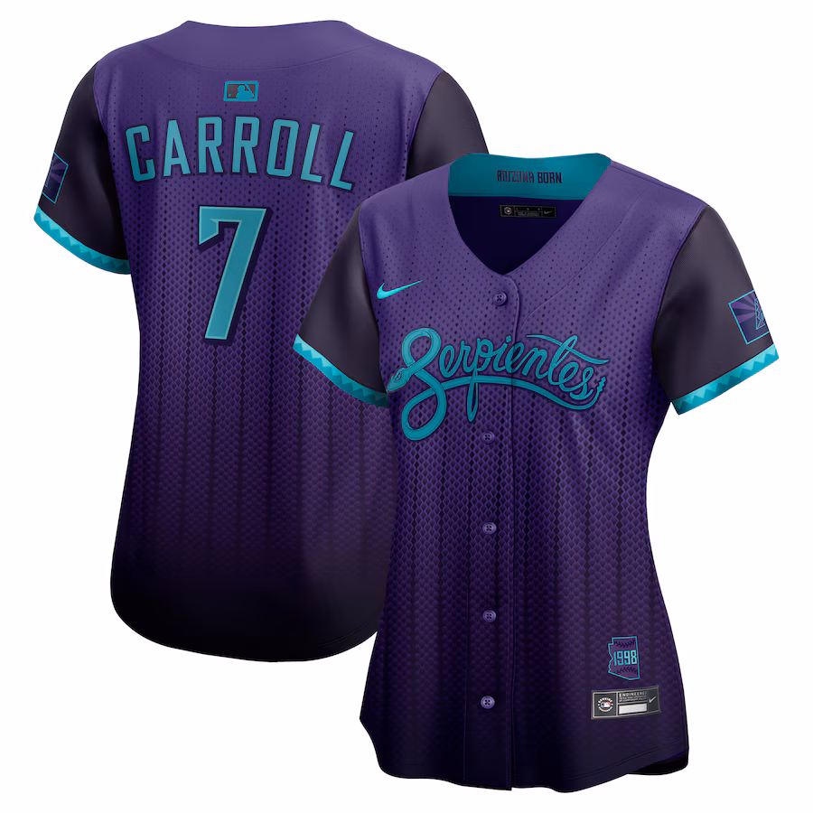 Women's Arizona Diamondbacks Corbin Carroll Nike Purple 2025 City Connect Limited Player Jersey