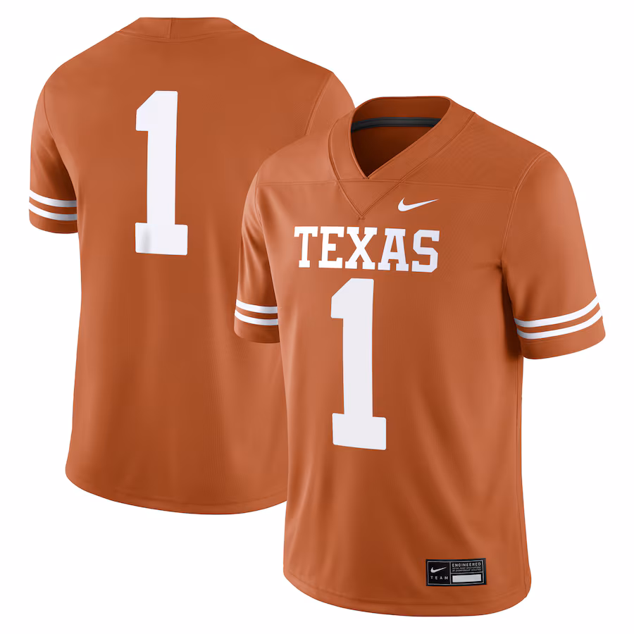 Men's Nike #1 Texas Orange Texas Longhorns Game Jersey