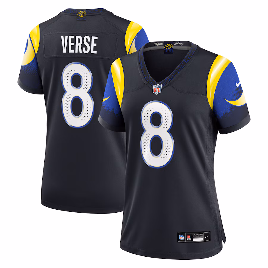 Women's Los Angeles Rams Jared Verse Nike Midnight Blue 2025 Rivalries Collection Game Jersey