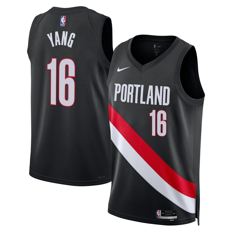Unisex Portland Trail Blazers Yang Hansen Nike Black Swingman Jersey - Icon Edition