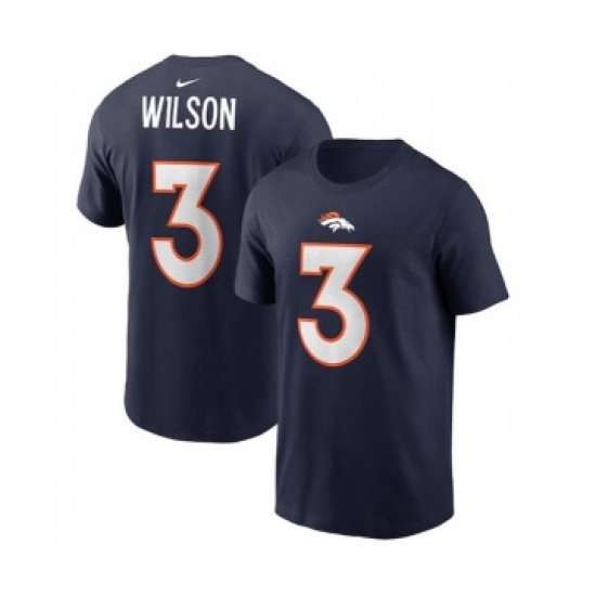 Men's Denver Broncos #3 Russell Wilson 2022 Navy Name & Number T-Shirt