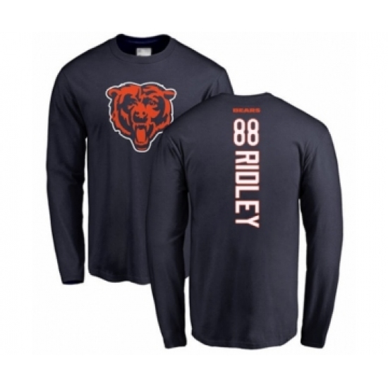 Football Chicago Bears #88 Riley Ridley Navy Blue Backer Long Sleeve T-Shirt